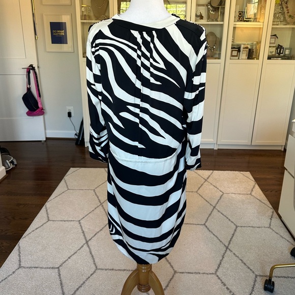 Diane von Furstenberg Freya Zebra-Print Drawstring Silk Dress DVF - Picture 5 of 15
